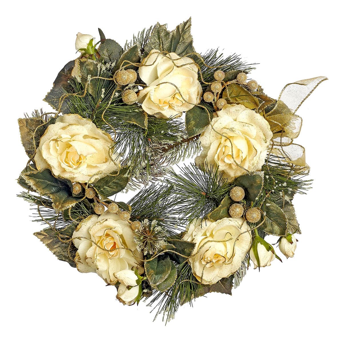 Στεφάνι Χριστουγέννων Κρεμ 25εκ