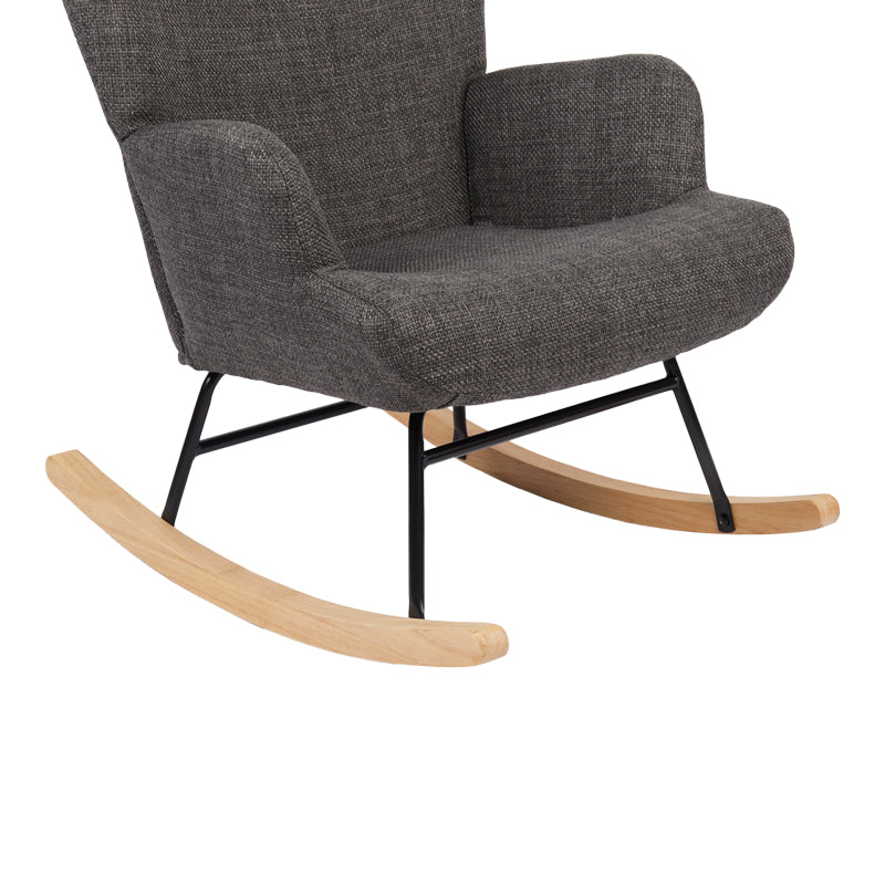 Κουνιστή Πολυθρόνα Jianna Ανθρακί Ύφασμα με Πόδι σε Φυσική Απόχρωση 79x64x89