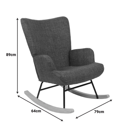 Κουνιστή Πολυθρόνα Jianna Μέντα Ύφασμα με Πόδι σε Φυσική Απόχρωση 79x64x89