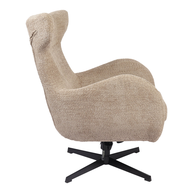 Πολυθρόνα Zefrina Περιστρεφόμενη Μπεζ Ύφασμα με Βάση σε Μαύρη Απόχρωση 82x77x99