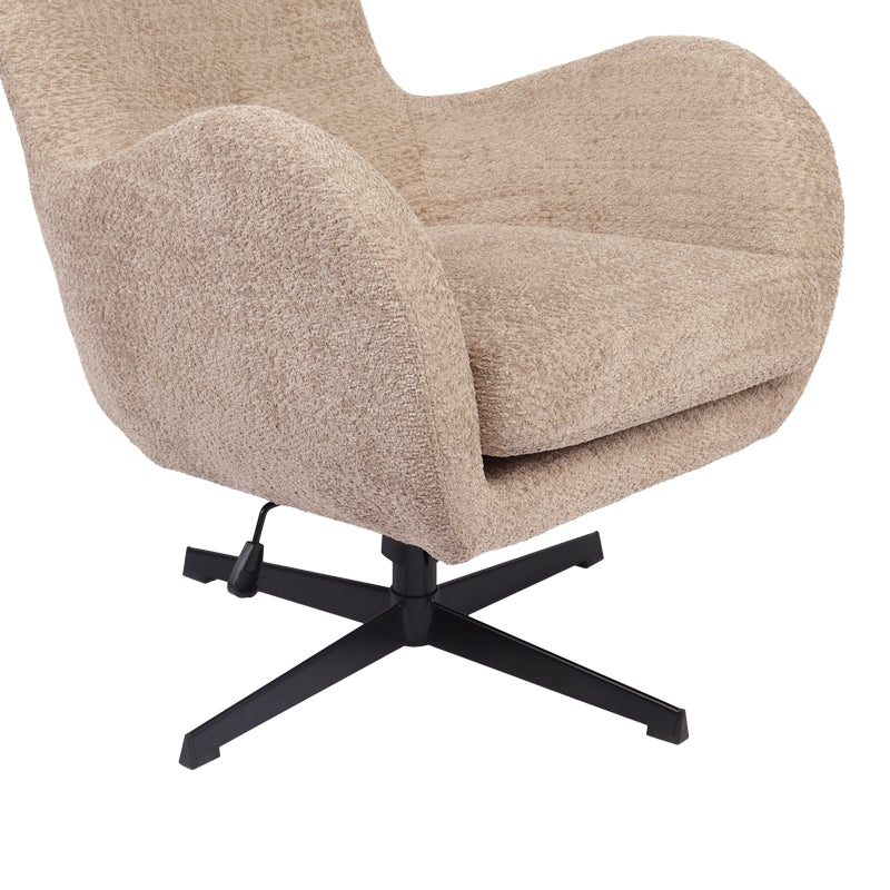 Πολυθρόνα Zefrina Περιστρεφόμενη Μπεζ Ύφασμα με Βάση σε Μαύρη Απόχρωση 82x77x99