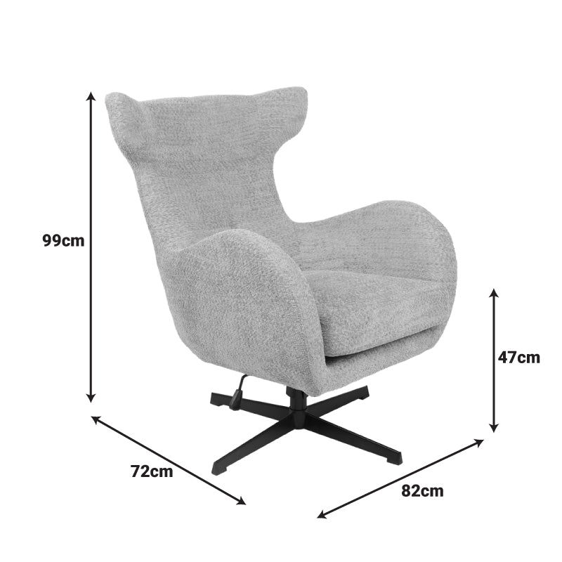 Πολυθρόνα Zefrina Περιστρεφόμενη Μπεζ Ύφασμα με Βάση σε Μαύρη Απόχρωση 82x77x99