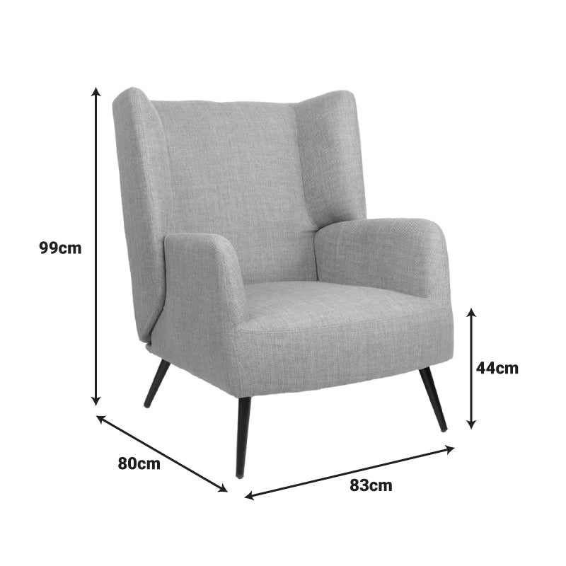 Πολυθρόνα Mareta Γκρι-Μπεζ Ύφασμα με Πόδι σε Μαύρη Απόχρωση 83x80x99