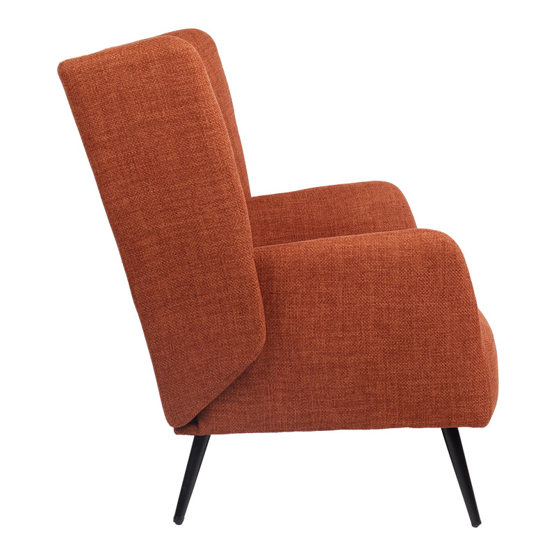Πολυθρόνα Mareta Terracotta Ύφασμα με Πόδι σε Μαύρη Απόχρωση 83x80x99
