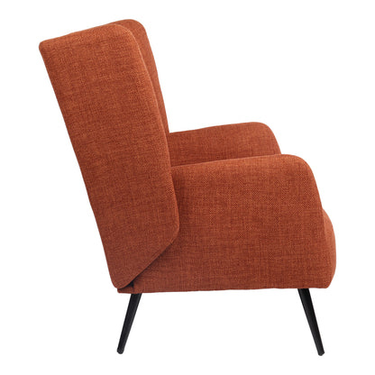 Πολυθρόνα Mareta Terracotta Ύφασμα με Πόδι σε Μαύρη Απόχρωση 83x80x99