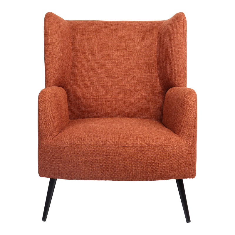 Πολυθρόνα Mareta Terracotta Ύφασμα με Πόδι σε Μαύρη Απόχρωση 83x80x99