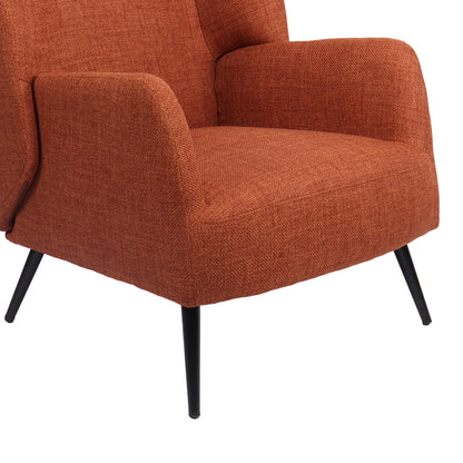 Πολυθρόνα Mareta Terracotta Ύφασμα με Πόδι σε Μαύρη Απόχρωση 83x80x99