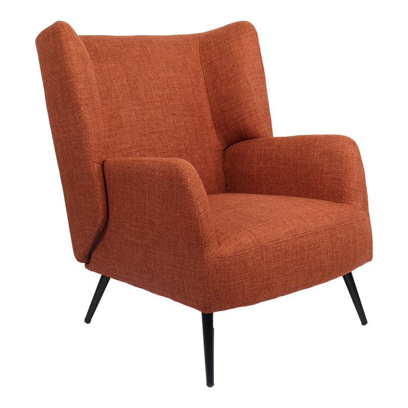 Πολυθρόνα Mareta Terracotta Ύφασμα με Πόδι σε Μαύρη Απόχρωση 83x80x99