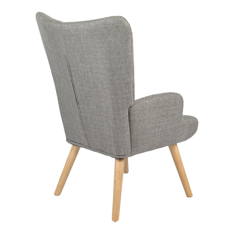 Gerlina Armchair-Bergere Light Grey Fabric with Natural Wood Legs 71x64x94