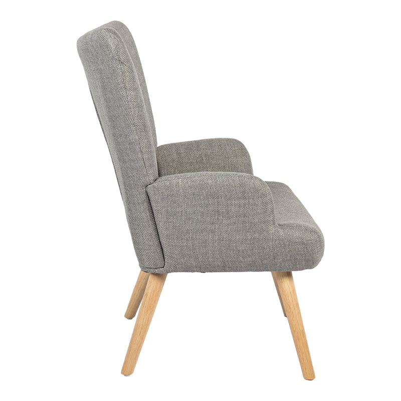 Gerlina Armchair-Bergere Light Grey Fabric with Natural Wood Legs 71x64x94