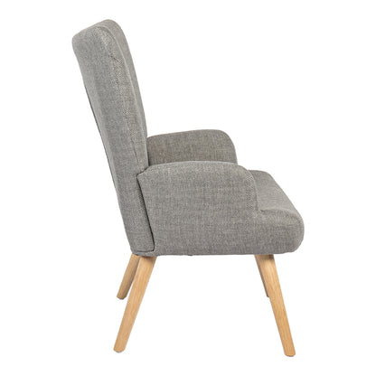 Gerlina Armchair-Bergere Light Grey Fabric with Natural Wood Legs 71x64x94