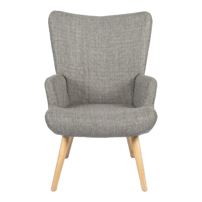 Gerlina Armchair-Bergere Light Grey Fabric with Natural Wood Legs 71x64x94