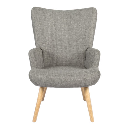 Gerlina Armchair-Bergere Light Grey Fabric with Natural Wood Legs 71x64x94