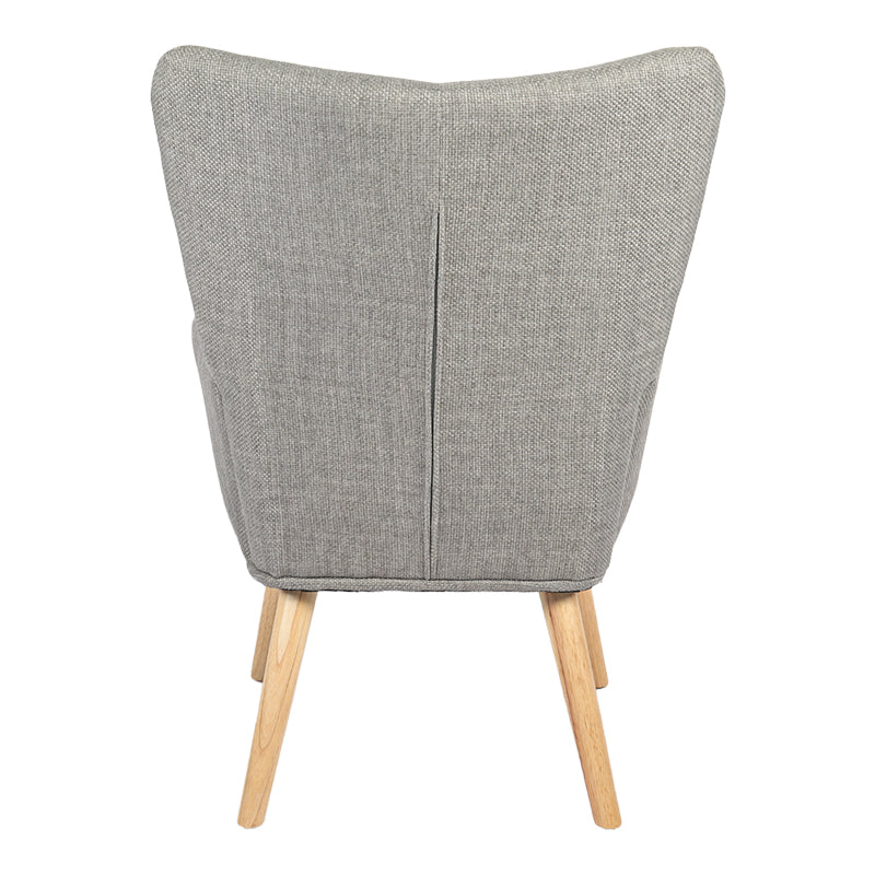 Gerlina Armchair-Bergere Light Grey Fabric with Natural Wood Legs 71x64x94