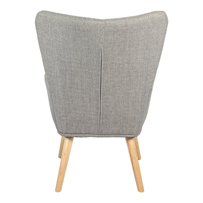 Gerlina Armchair-Bergere Light Grey Fabric with Natural Wood Legs 71x64x94