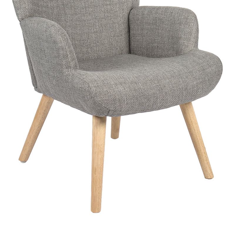 Gerlina Armchair-Bergere Light Grey Fabric with Natural Wood Legs 71x64x94