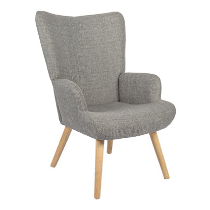 Gerlina Armchair-Bergere Light Grey Fabric with Natural Wood Legs 71x64x94