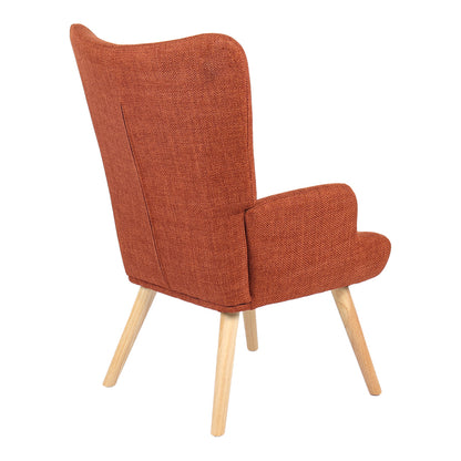 Armchair-Bergere Gerlina Terracotta Fabric with Natural Wood Legs 71x64x94