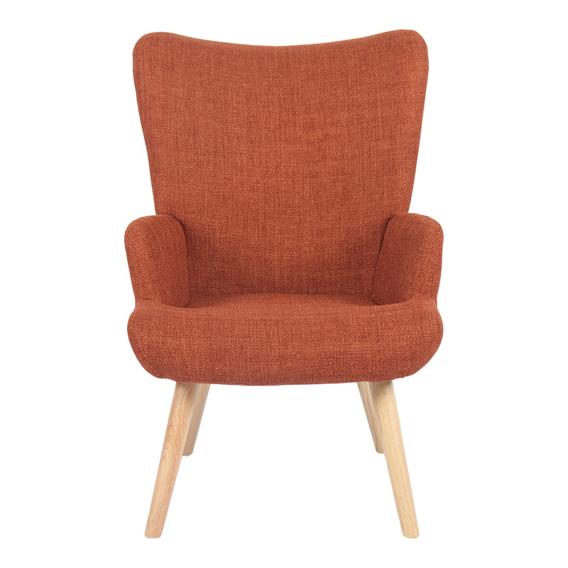 Armchair-Bergere Gerlina Terracotta Fabric with Natural Wood Legs 71x64x94