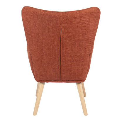 Armchair-Bergere Gerlina Terracotta Fabric with Natural Wood Legs 71x64x94