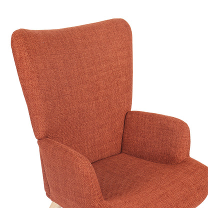 Armchair-Bergere Gerlina Terracotta Fabric with Natural Wood Legs 71x64x94