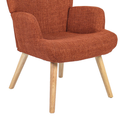 Armchair-Bergere Gerlina Terracotta Fabric with Natural Wood Legs 71x64x94