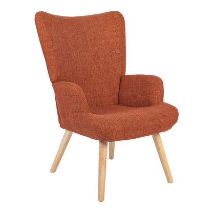 Armchair-Bergere Gerlina Terracotta Fabric with Natural Wood Legs 71x64x94