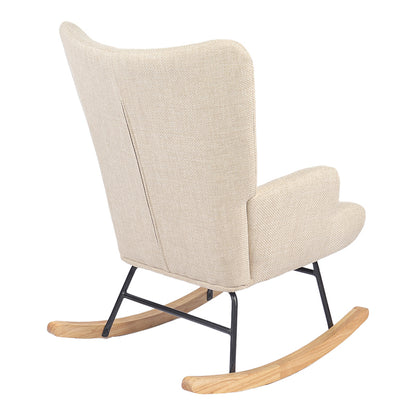 Jianna Rocking Armchair Cream Fabric with Natural Tone Legs 79x64x89