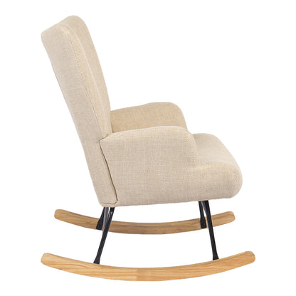 Jianna Rocking Armchair Cream Fabric with Natural Tone Legs 79x64x89