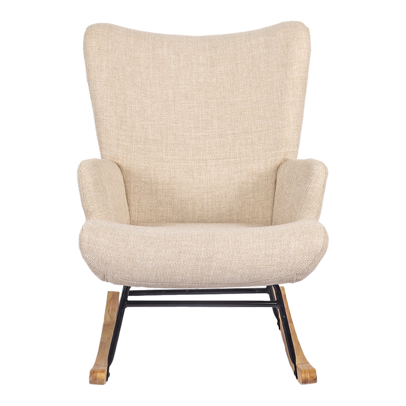Jianna Rocking Armchair Cream Fabric with Natural Tone Legs 79x64x89