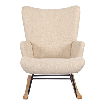 Jianna Rocking Armchair Cream Fabric with Natural Tone Legs 79x64x89