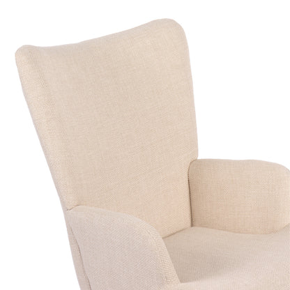 Jianna Rocking Armchair Cream Fabric with Natural Tone Legs 79x64x89