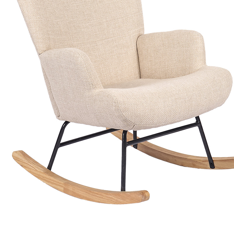 Jianna Rocking Armchair Cream Fabric with Natural Tone Legs 79x64x89