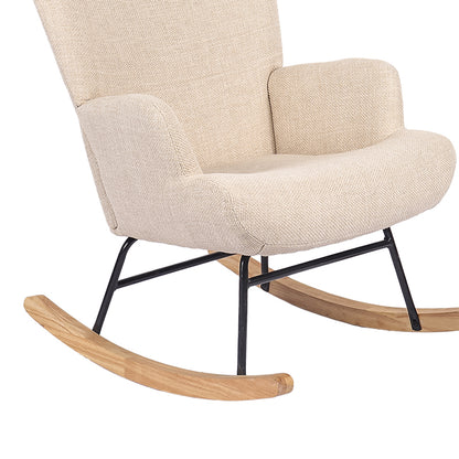 Jianna Rocking Armchair Cream Fabric with Natural Tone Legs 79x64x89