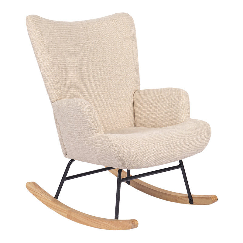 Jianna Rocking Armchair Cream Fabric with Natural Tone Legs 79x64x89