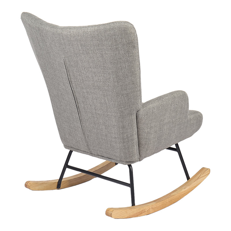 Jianna Rocking Armchair Light Grey Fabric with Natural Wood Legs 79x64x89