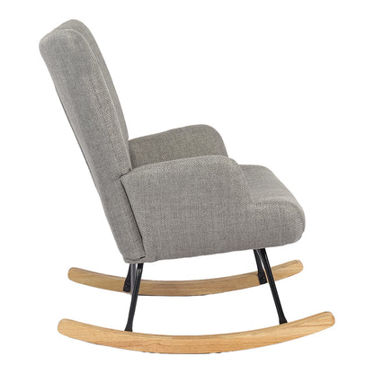 Jianna Rocking Armchair Light Grey Fabric with Natural Wood Legs 79x64x89