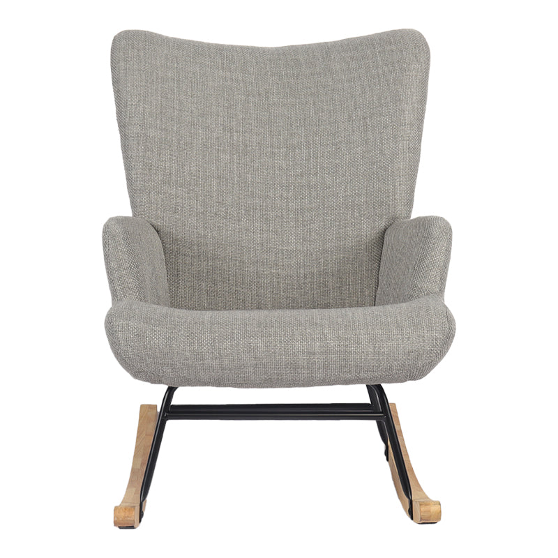 Jianna Rocking Armchair Light Grey Fabric with Natural Wood Legs 79x64x89