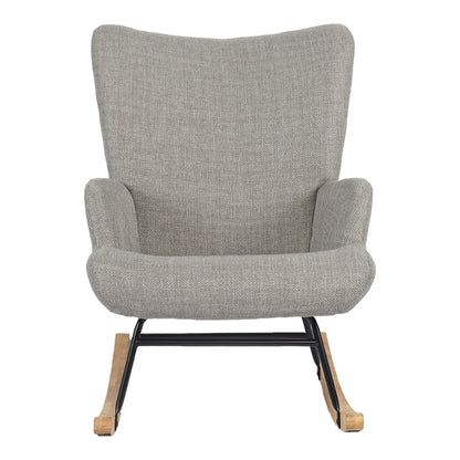 Jianna Rocking Armchair Light Grey Fabric with Natural Wood Legs 79x64x89