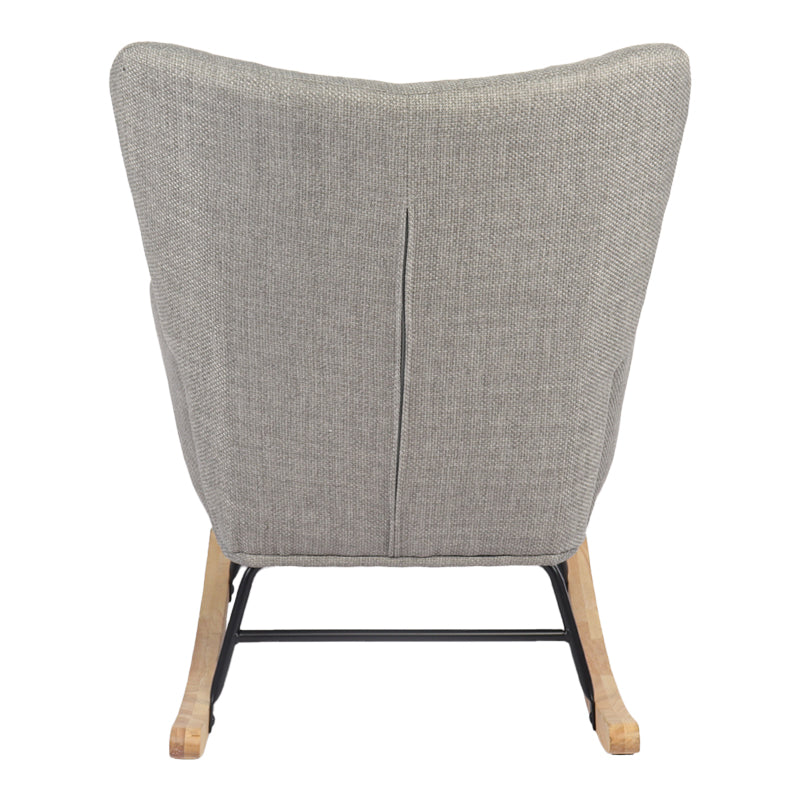 Jianna Rocking Armchair Light Grey Fabric with Natural Wood Legs 79x64x89