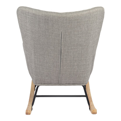Jianna Rocking Armchair Light Grey Fabric with Natural Wood Legs 79x64x89