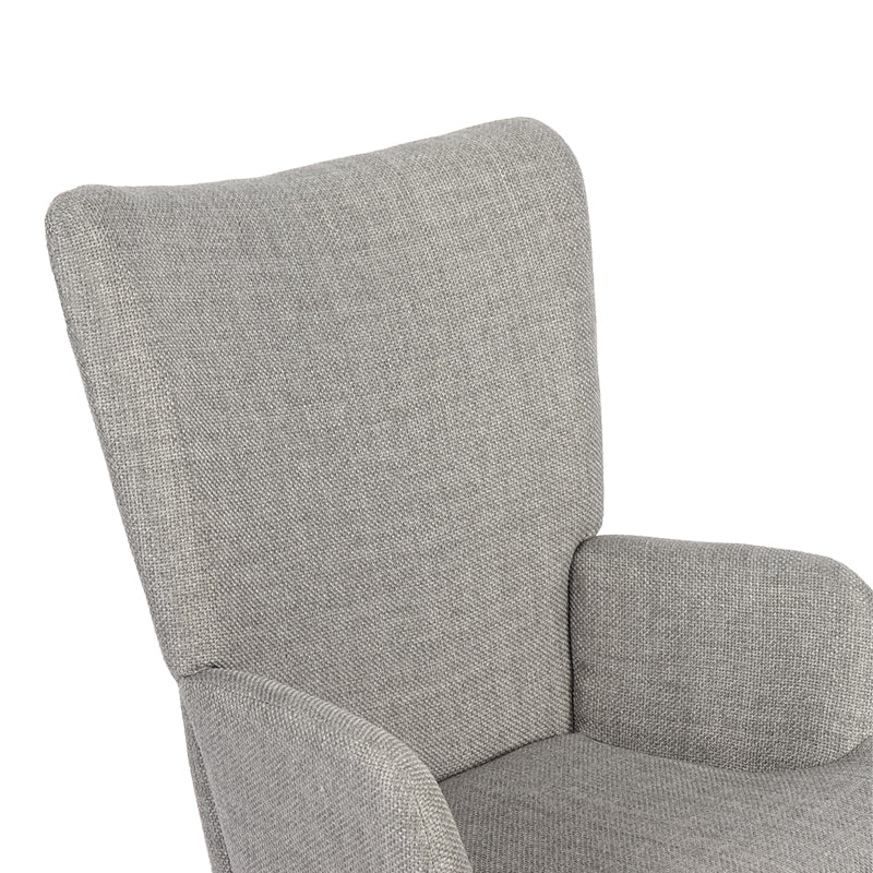 Jianna Rocking Armchair Light Grey Fabric with Natural Wood Legs 79x64x89