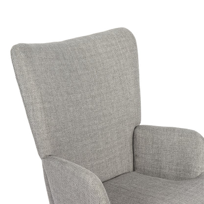 Jianna Rocking Armchair Light Grey Fabric with Natural Wood Legs 79x64x89