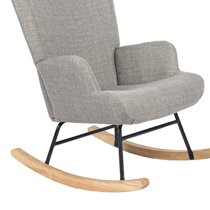 Jianna Rocking Armchair Light Grey Fabric with Natural Wood Legs 79x64x89