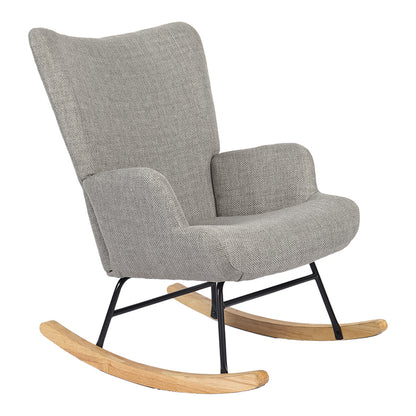 Jianna Rocking Armchair Light Grey Fabric with Natural Wood Legs 79x64x89