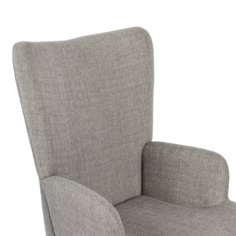 Gerlina Armchair-Bergere with Ottoman Light Grey Fabric with Natural Wood Legs 71x64x94