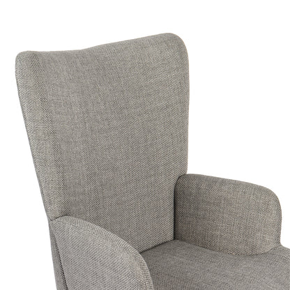 Gerlina Armchair-Bergere with Ottoman Light Grey Fabric with Natural Wood Legs 71x64x94