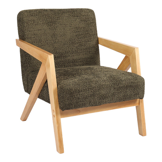 Armchair Garifa Green Fabric with Walnut Leg 79x75x75