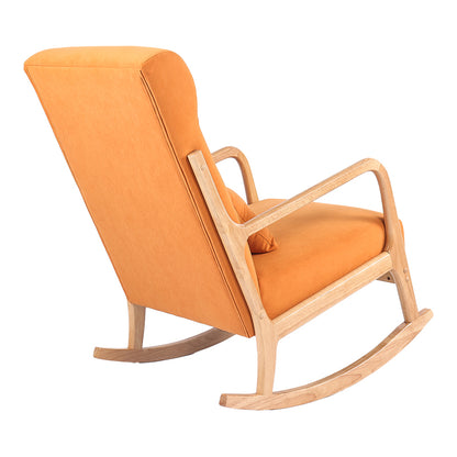 Rocking Armchair Edeldy Orange Fabric with Natural Wood Legs 102x66x99