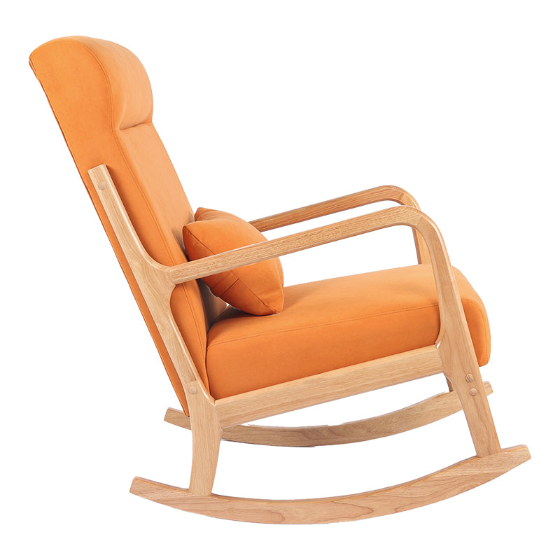 Rocking Armchair Edeldy Orange Fabric with Natural Wood Legs 102x66x99